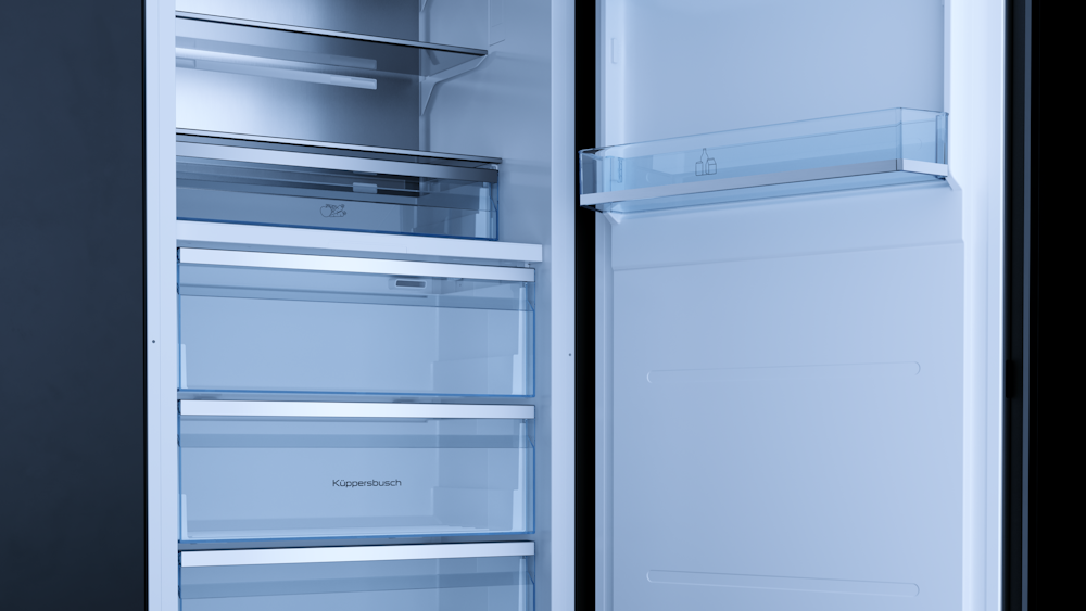 Встраиваемая холодильная камера Kuppersbusch FKFX 9800.0i -E с дверью из нержавеющей стали