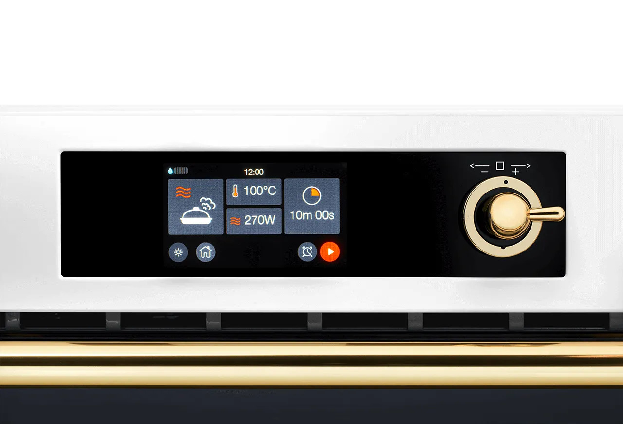 Компактный духовой шкаф Ultracombi 3 в 1 ILVE 645-SNHSW/AWG античный белый (ручки латунь)