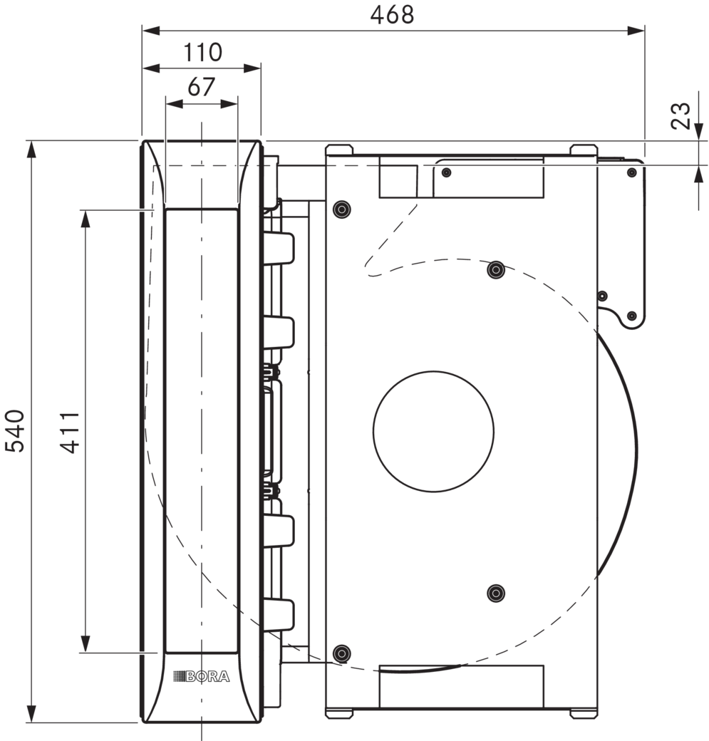 Встраиваемая в столешницу вытяжка с вентилятором BORA PKAS3AB, черная