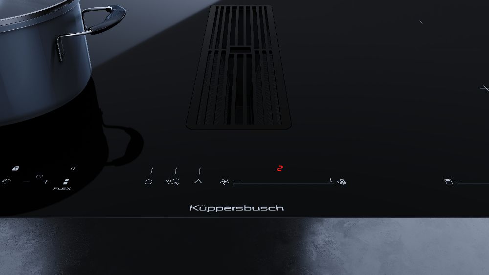 Индукционная варочная панель с вытяжкой KMI 8590.0 SR черный вельвет Куперсбуш / Kuppersbusch