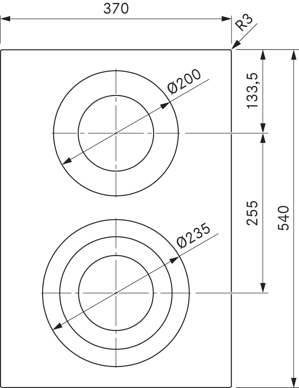 Варочная панель HiLight, 3/2 контура All Black BORA PKC3AB