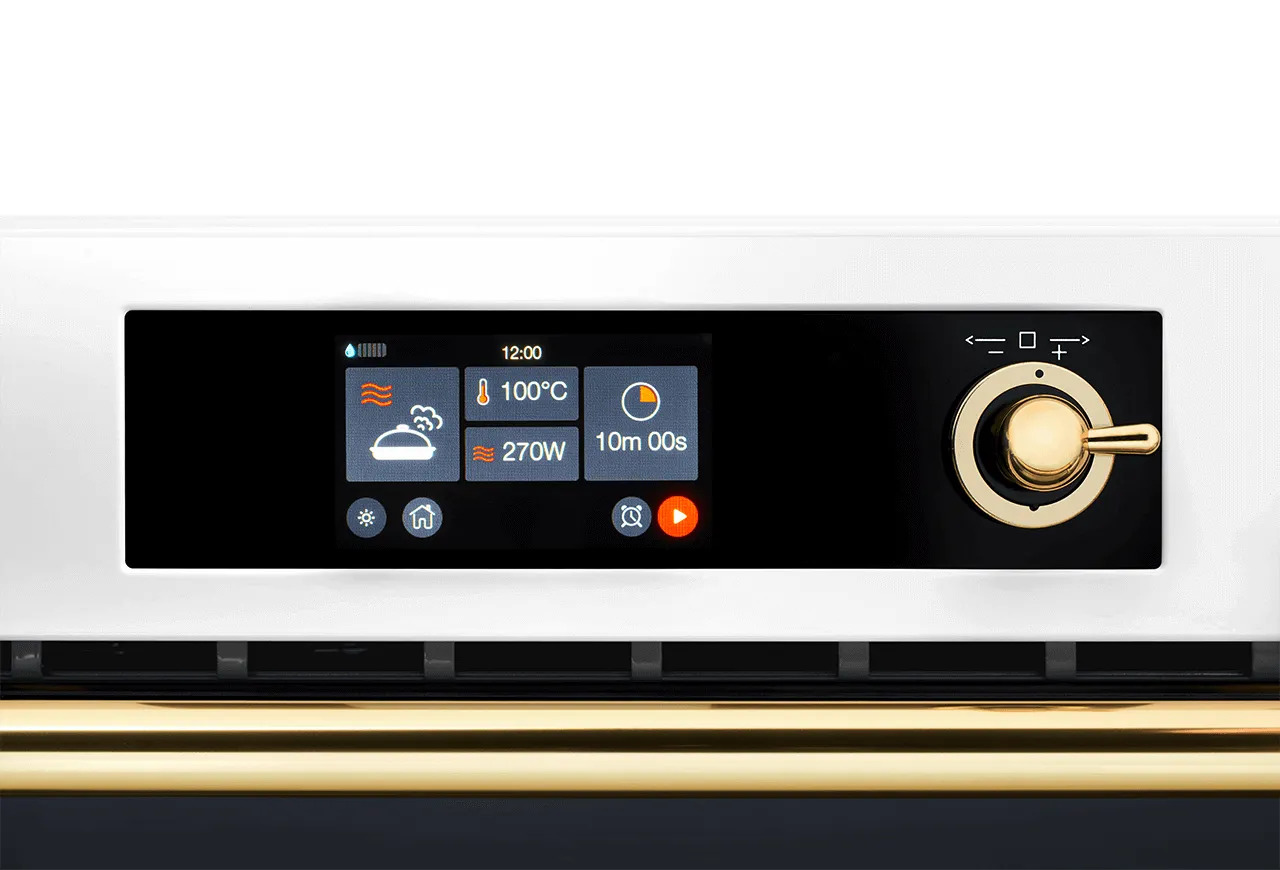 Компактный духовой шкаф Ultracombi 3 в 1 ILVE 645SNHSW/WHG белый (фурн. латунь)