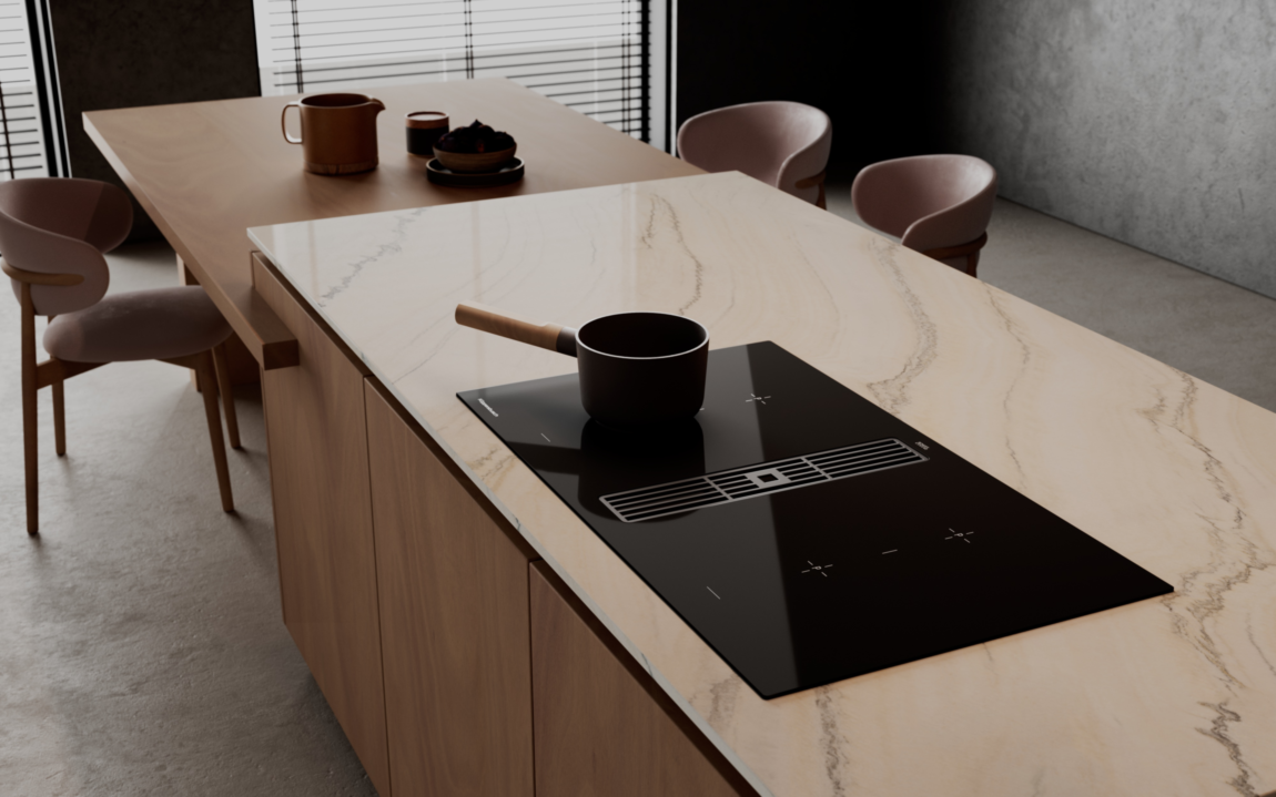 Индукционная варочная панель с вытяжкой KMI 9850.0 SR нержавеющая сталь Куперсбуш / Kuppersbusch