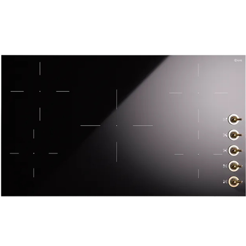Индукционная варочная поверхность ILVE HVI395N/BKG глянцевый черный (фурн. латунь)