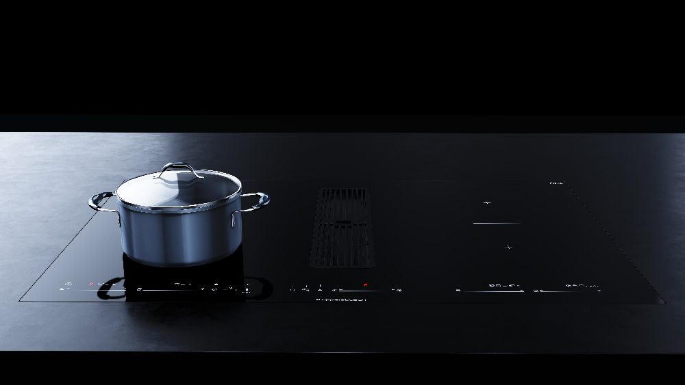 Индукционная варочная панель с вытяжкой KMI 8590.0 SR черный вельвет Куперсбуш / Kuppersbusch