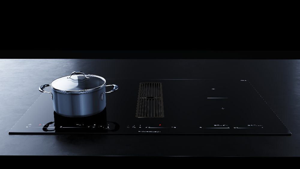 Индукционная варочная панель с вытяжкой KMI 8590.0 SR черный хром Куперсбуш / Kuppersbusch