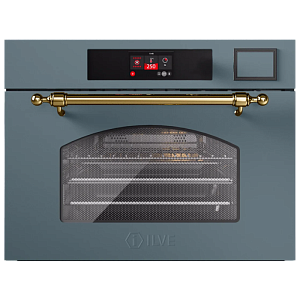 Комбинированный духовой шкаф с паром, микроволнами ILVE 645NHSW1/BGG серо-голубой (фурн. латунь)