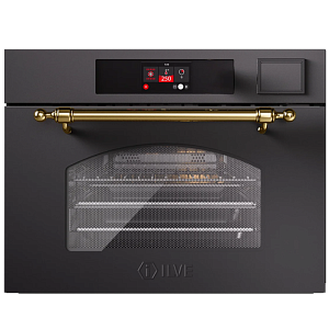 Комбинированный духовой шкаф с паром, микроволнами ILVE 645NHSW1/MGG матовый графит (фурн. латунь)